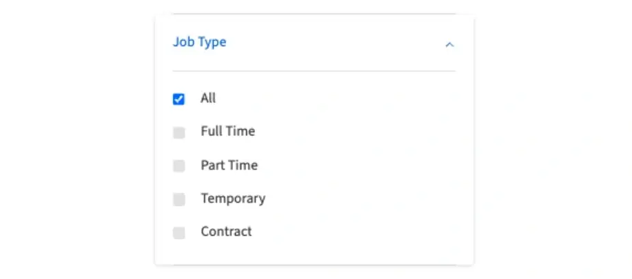Screenshot of the Idealist website that shows how to filter a search by Job Type.