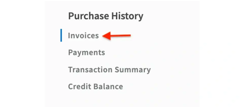 A screenshot of the idealist website showing where to access Invoices.