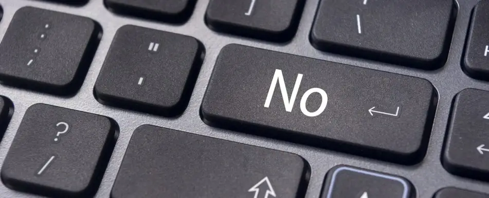 A keyboard with one key saying 'No'.