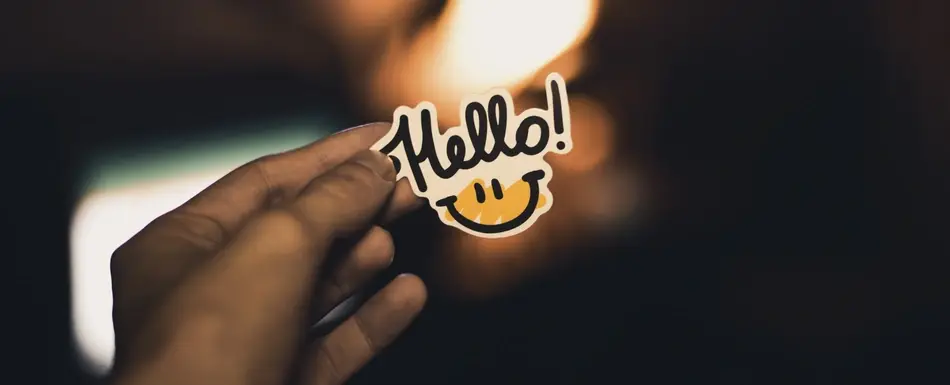 Hello sticker with smiley face
