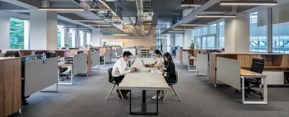 People working in an office space