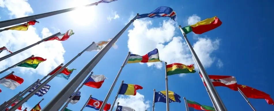 Flags from all different countries.