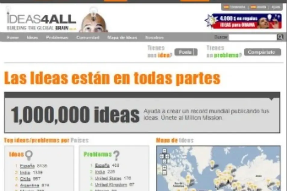 Captura de pantalla de Ideas4All que dice Las ideas están en todas partes