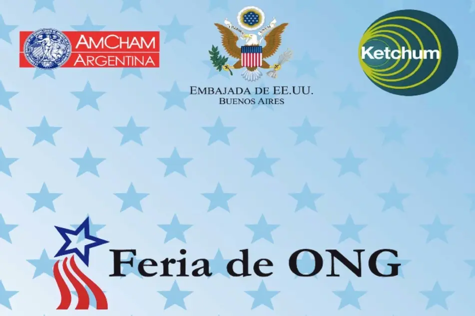 Afiche de AMCHAM Argentina que dice Feria de ONG