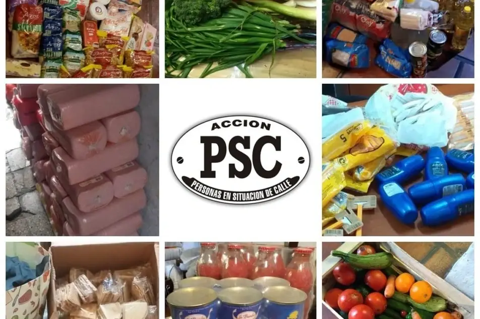 Logo de PSC y varias fotos de productos alrededor del logo