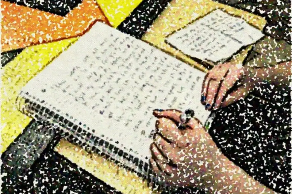 Ilustración de una persona escribiendo en un cuaderno