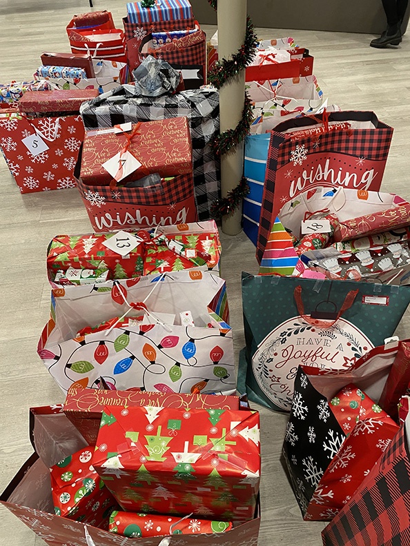 Gift Bags ready for distribution for Christmas Giving.