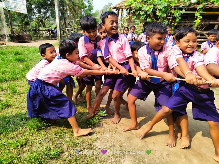 Students in Bengal location having fun with outdoor activities