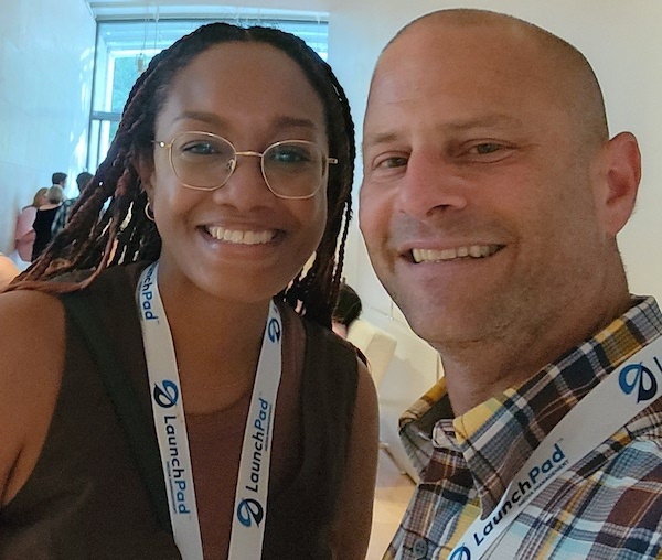 Elisha Brown, recently attended the AAN (Association of Alternative Newsmedia) Conference. Here she is with foundation board member Kevin Goldberg at the event in Texas. 