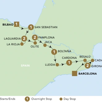 tourhub | Back-Roads Touring | Highlights of Northern Spain 2024 | Tour Map