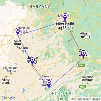 tourhub | UncleSam Holidays | 10 Days India Tour | Tour Map