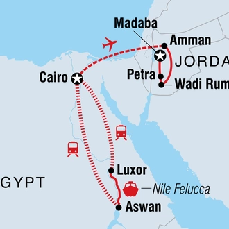 tourhub | Intrepid Travel | Discover Egypt & Jordan | Tour Map