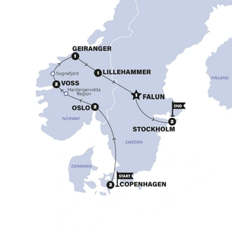 tourhub | Contiki | Scandinavia | Summer | 2025 | Tour Map