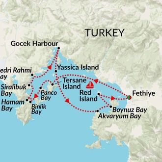tourhub | Encounters Travel | Fethiye And Gocek Gulet Tour | Tour Map