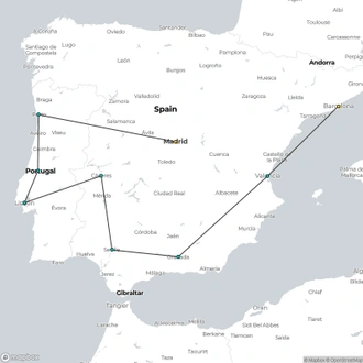 tourhub | Julia Travel | Portugal & Andalucia & Mediterranean Capitals 15 Days | Tour Map