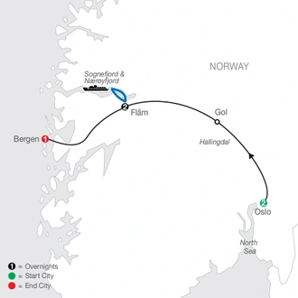 tourhub | Globus | Norwegian Fjords Escape | Tour Map