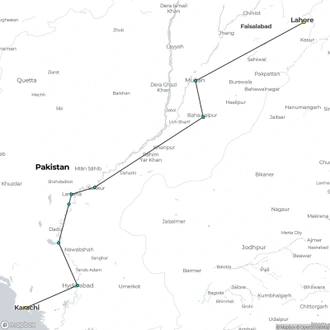 tourhub | Oasis Overland | KARACHI to LAHORE (15 days) Indus Domes & Deserts | Tour Map