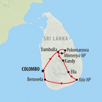 tourhub | On The Go Tours | Wild Sri Lanka & Beach for Families - 13 days | Tour Map