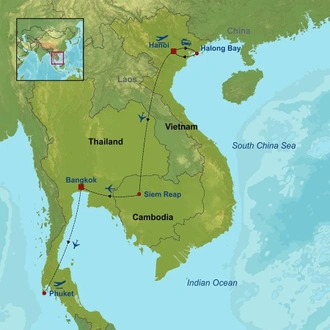 tourhub | Indus Travels | Essential Vietnam Cambodia and Thailand | Tour Map