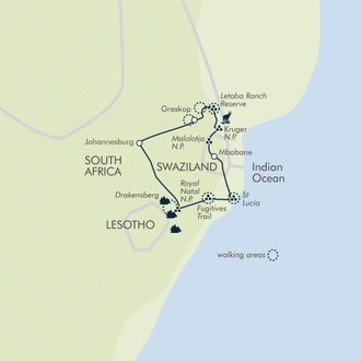 tourhub | Exodus Adventure Travels | South Africa: Walking & Wildlife | Tour Map