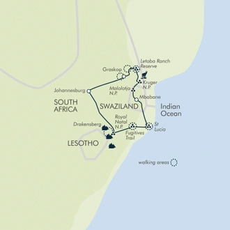 tourhub | Exodus Adventure Travels | South Africa: Walking &amp; Wildlife | Tour Map