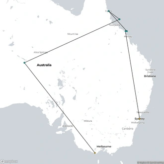 tourhub | Discovery Nomads | Sydney to Melbourne Tour | Tour Map