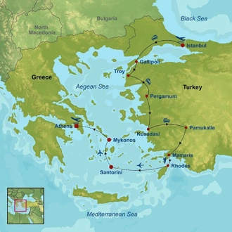 tourhub | Indus Travels | Highlights of Türkiye and Greece | Tour Map