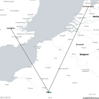 tourhub | Wanderful Holidays | Europe : The Three Capital Tour - London , Paris & Amsterdam | Tour Map