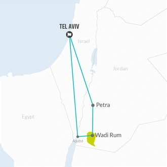tourhub | Bamba Travel | Petra & Wadi Rum Experience 3D/2N (from Tel Aviv) | Tour Map