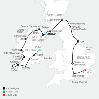 tourhub | Globus | From the Liffey to the Thames | Tour Map