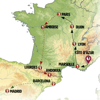 tourhub | Europamundo | France, Andorra and Catalonia | Tour Map