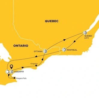 tourhub | Costsaver | Essence of Eastern Canada end Toronto | Tour Map