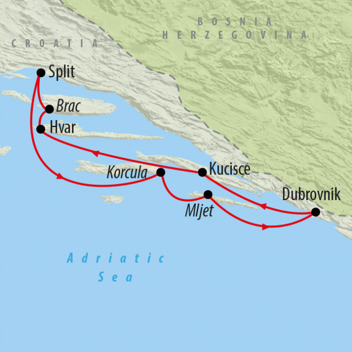 tourhub | On The Go Tours | Creme de la Croatia Deluxe Superior - 8 days | Tour Map