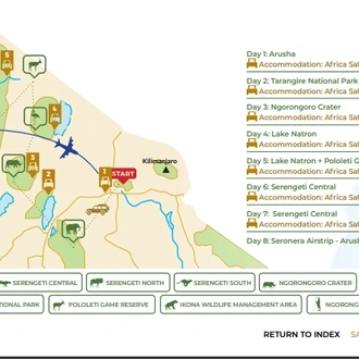 tourhub | Beach and Safari Holidays | Safari Serengeti Round Trip | Tour Map