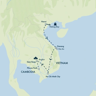 tourhub | Exodus | Vietnam & Cambodia Highlights | Tour Map