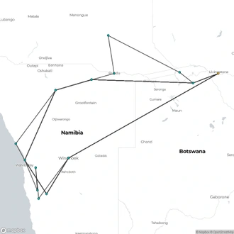 tourhub | Encounters Travel | Deserts & Delta Family Overland | Tour Map