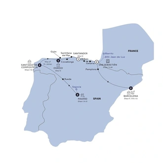 tourhub | Insight Vacations | Northern Spain - End Barcelona, Small Group | Tour Map