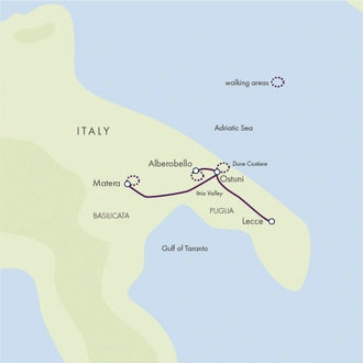 tourhub | Exodus | Paths of Puglia & Matera - Premium Adventure | Tour Map