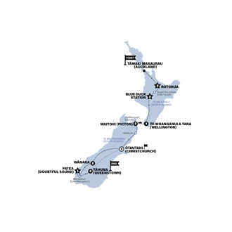 tourhub | Contiki | Real New Zealand | End Christchurch | Tour Map