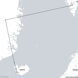 tourhub | HX Hurtigruten Expeditions | Solar Eclipse Expedition 2026 – Greenland, Iceland and Svalbard | Tour Map