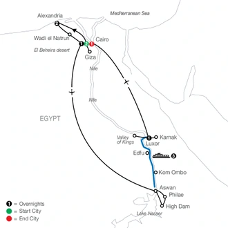 tourhub | Globus | Cairo & Alexandria Escape with 3- night Nile cruise | Tour Map