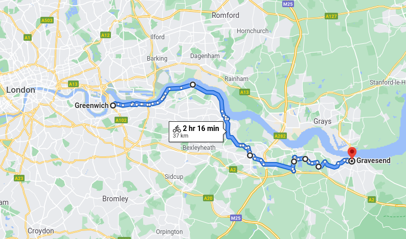 Greenwich to Gravesend cycle route