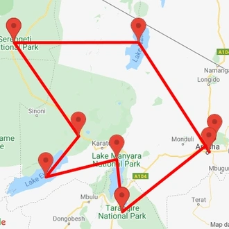 tourhub | Alaitol Safari | Tanzania Camping Safari-Northern Circuit | Tour Map