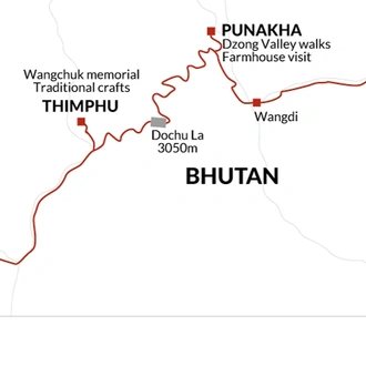 tourhub | Explore! | Festivals of Bhutan | Tour Map
