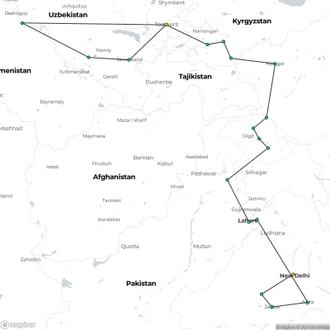 tourhub | Sundowners Overland | Moghul Caravan | Tour Map