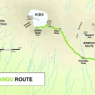 tourhub | Burigi Chato Safaris | The impressive 5 Days Kilimanjaro hiking Tour via Marangu Route packages for 2023, 2024 and 2025 | Tour Map