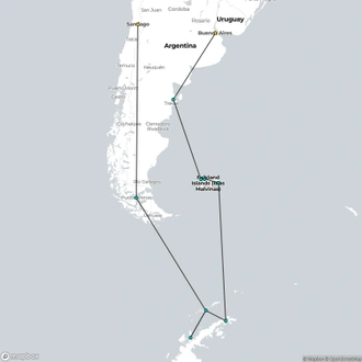 tourhub | HX Hurtigruten Expeditions | Antarctica & Falklands - From Punta Arenas to Buenos Aires | Tour Map