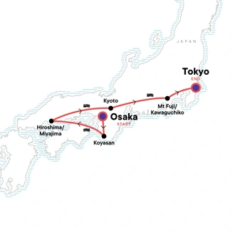 tourhub | G Adventures | Japan Express: Osaka to Tokyo | Tour Map