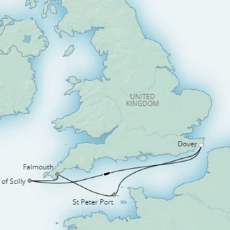 tourhub | Saga Ocean Cruise | Guernsey Isles of Scilly and the Cornish Coast: July | Tour Map