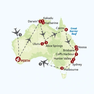 tourhub | Titan Travel | Grand Tour of Australia | Tour Map